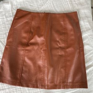 Brown vegan leather mini skirt